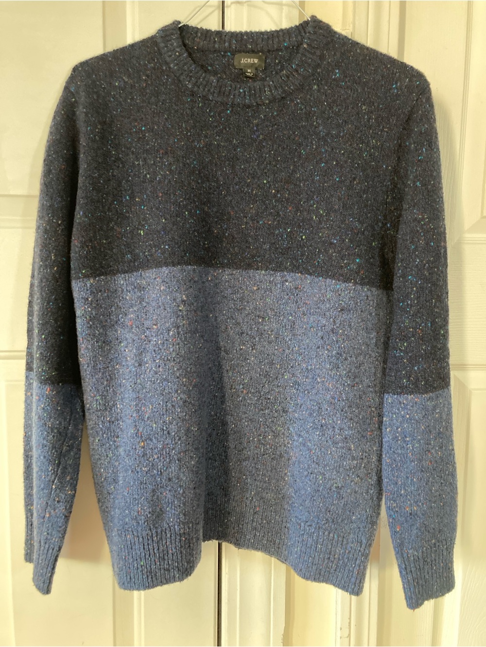 J. Crew Two-Tone Navy and Light Blue Crewneck Sweater